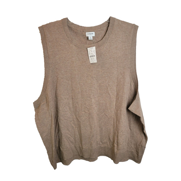 J.CREW Sweaters - NWT J. Crew Tan Crew Neck Preppy Sleeveless Tank Sweater Vest Women's Size 3X